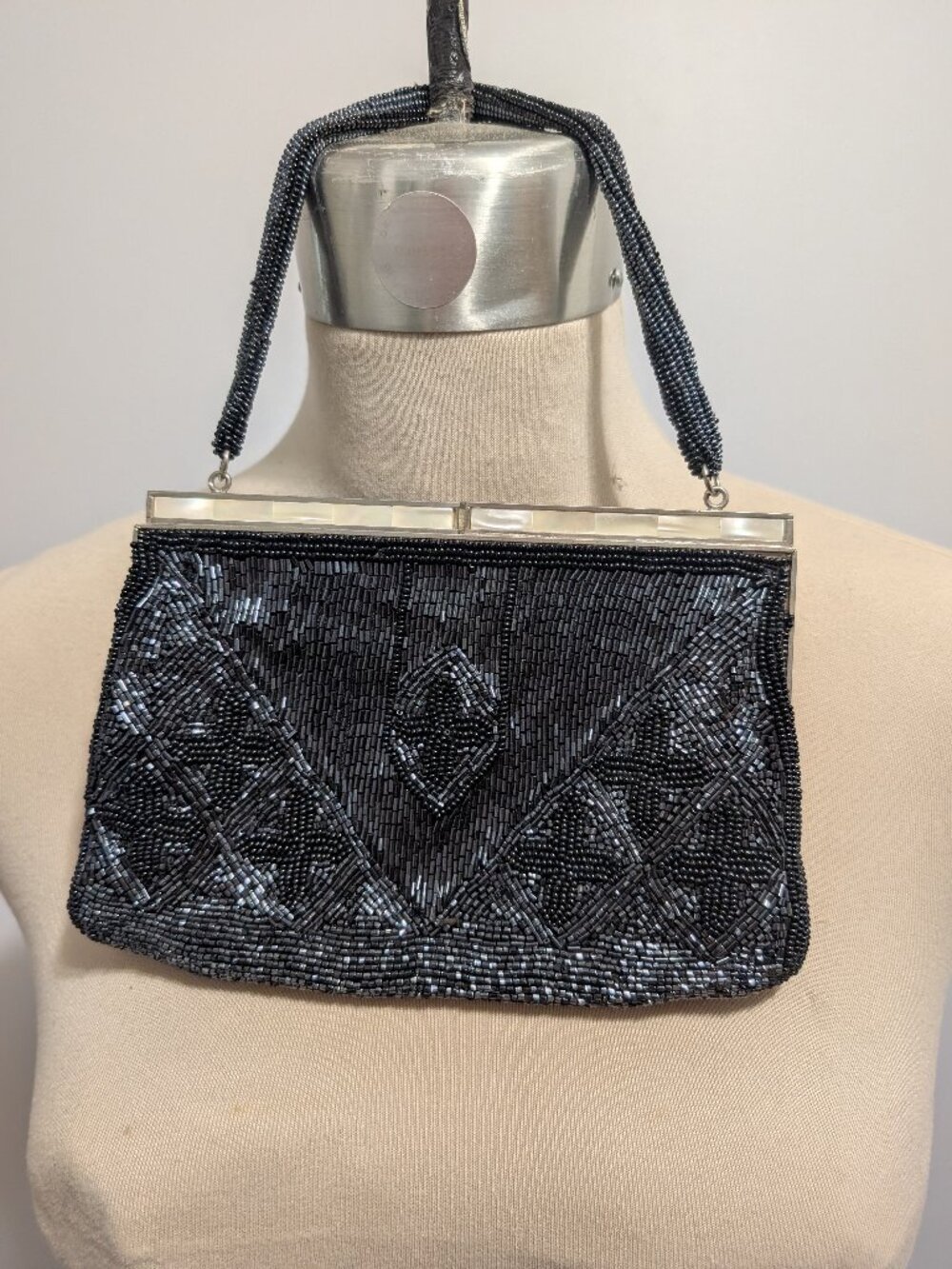 Beaded Evening Bag with Mother-of-Pearl Clasp